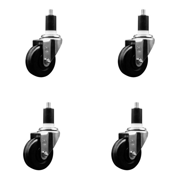 Service Caster 3.5'' SS Phenolic Wheel Swivel 1-1/2'' Expanding Stem Caster Set, 4PK SCC-SSEX20S3514-PHS-112-4 - main